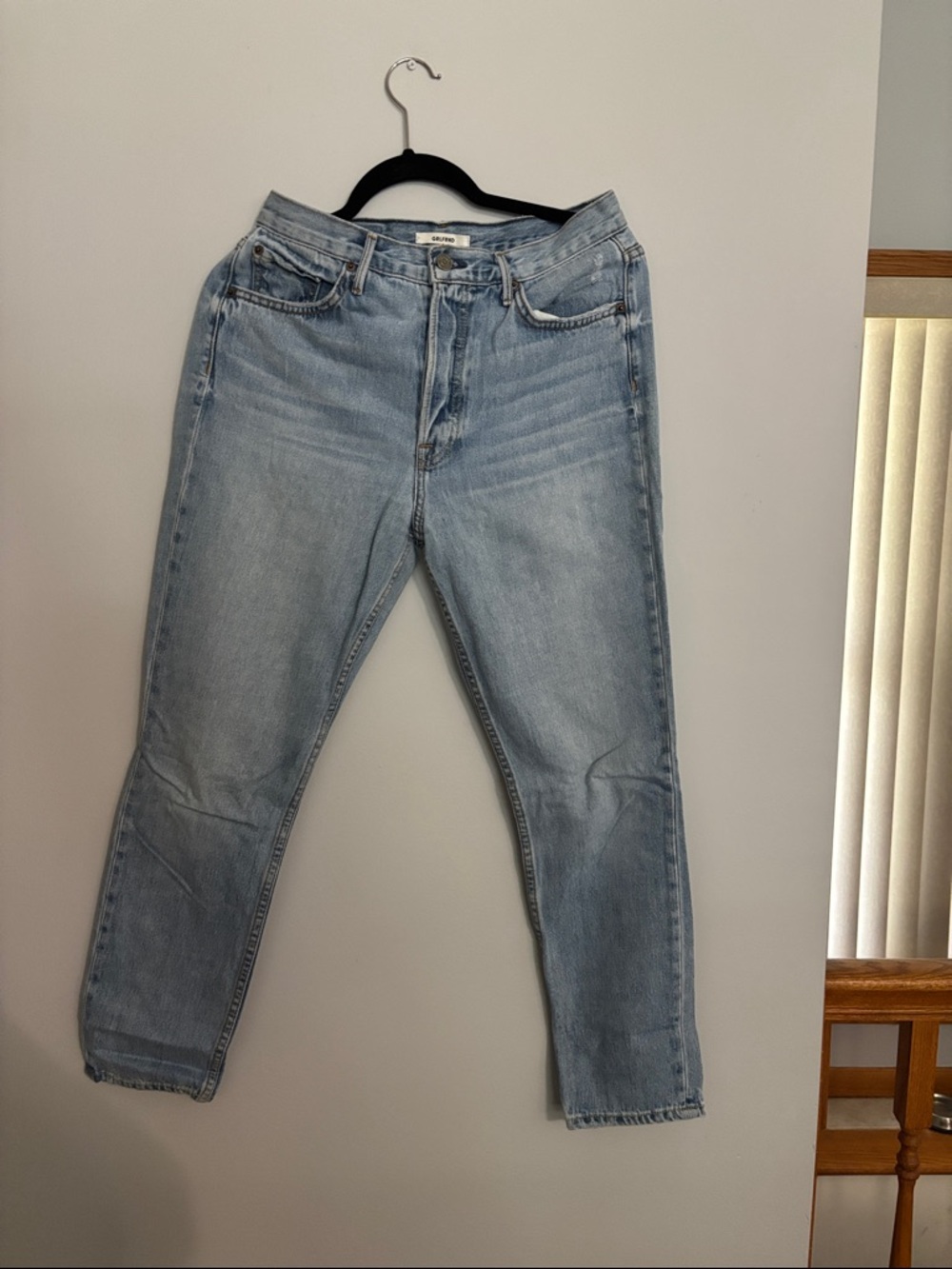 GRLFRND Light Wash Boyfriend Jeans - Faded Blue
